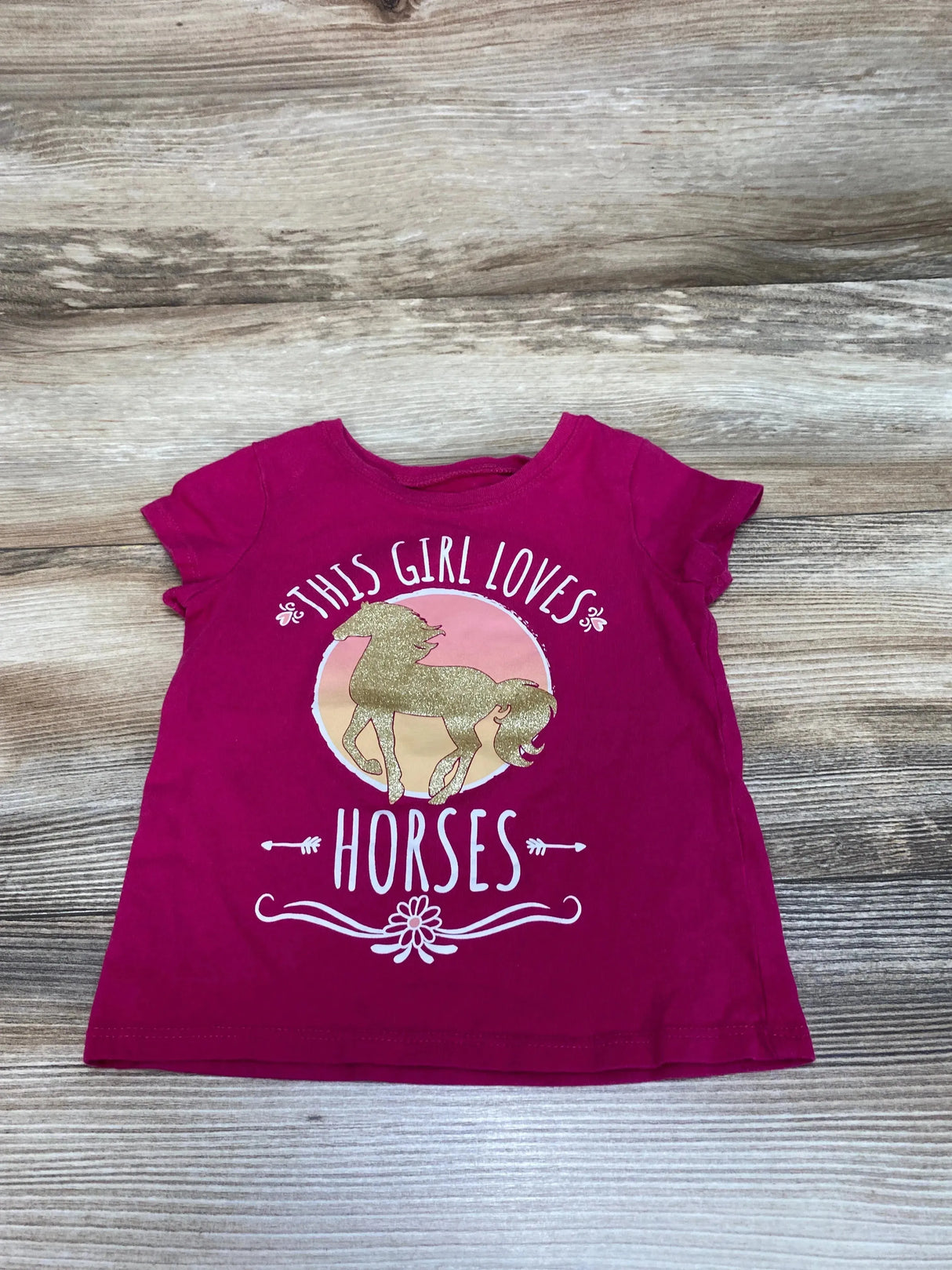 Children's Place 'This Girl Loves Horses' Shirt Pink sz 2T