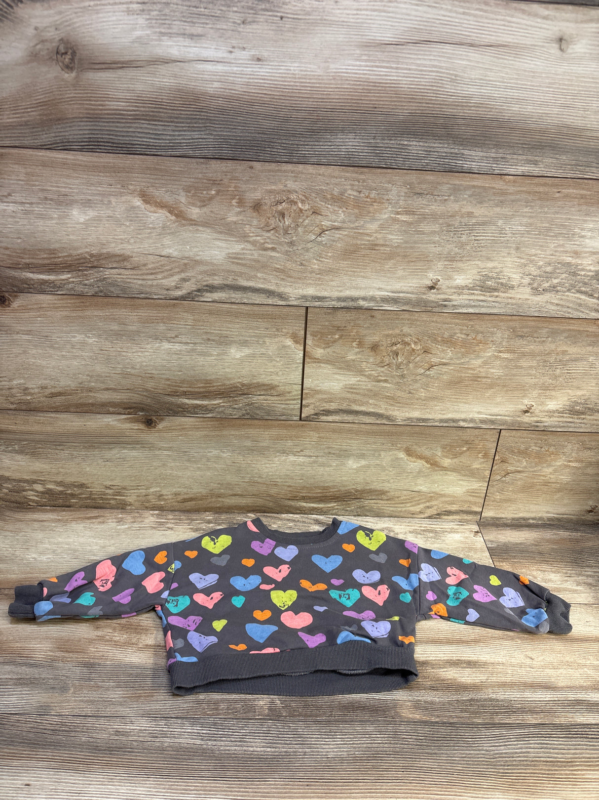 Mud Kingdom Heart Print Sweatshirt Grey sz 2T