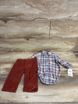 NEW Just One You Plaid Button Up Bodysuit & Cord Bottoms sz 6m