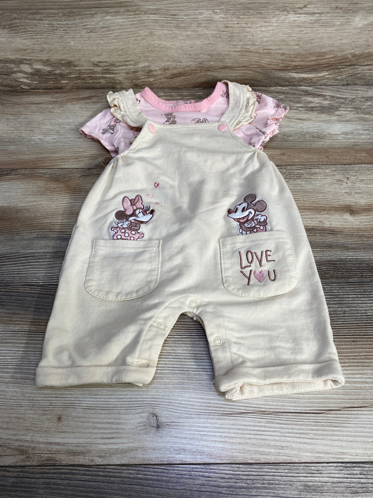 Disney Baby 2pc Minnie Mouse Shirt & Shortall Pink sz 18m