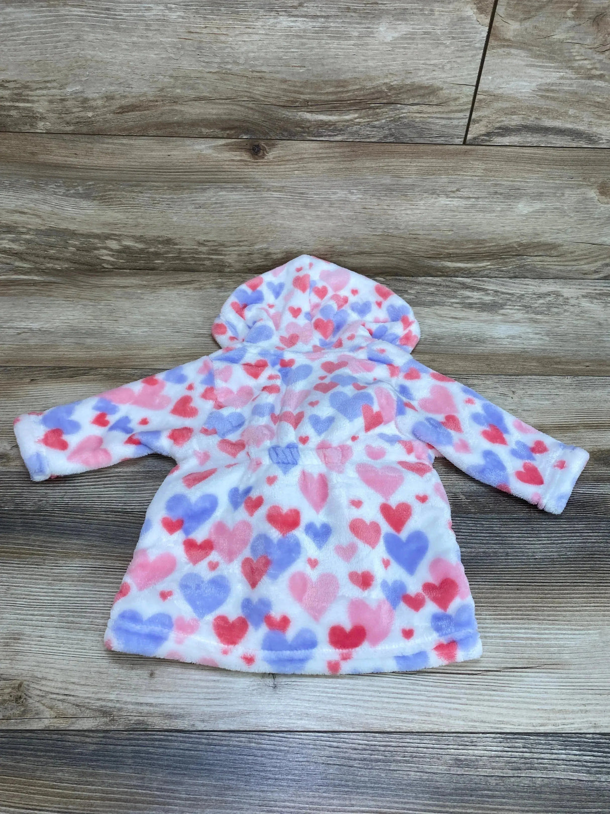 Mini B. Heart Print Hooded Robe White sz 0-9m