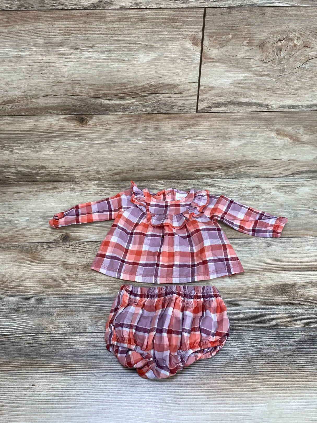 Cat & Jack 2pc Plaid Top & Bloomers Red sz 0-3m