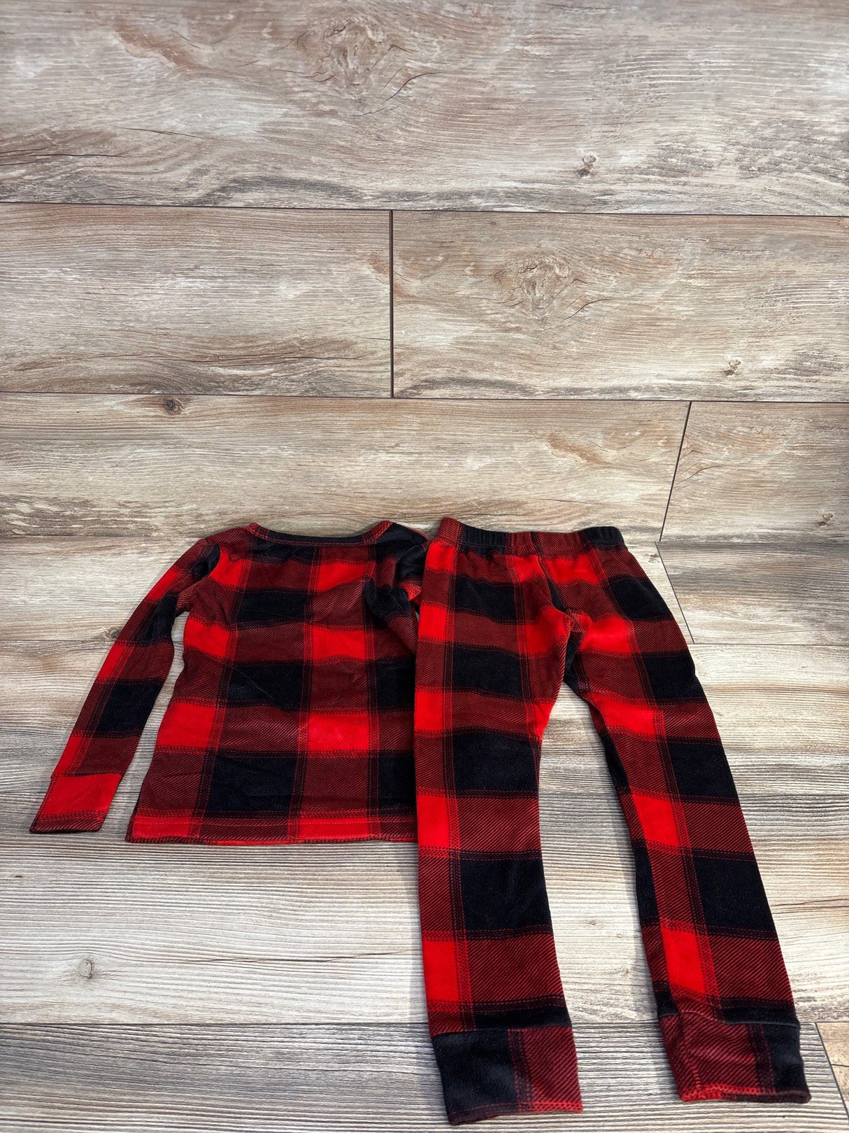 Cat & Jack 2pc Velour Buffalo Plaid Pajama Set Red sz 5T