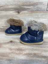 Warm Winter Waterproof Boot PU Leather Faux Fur Trimmed Blue Sz 5c