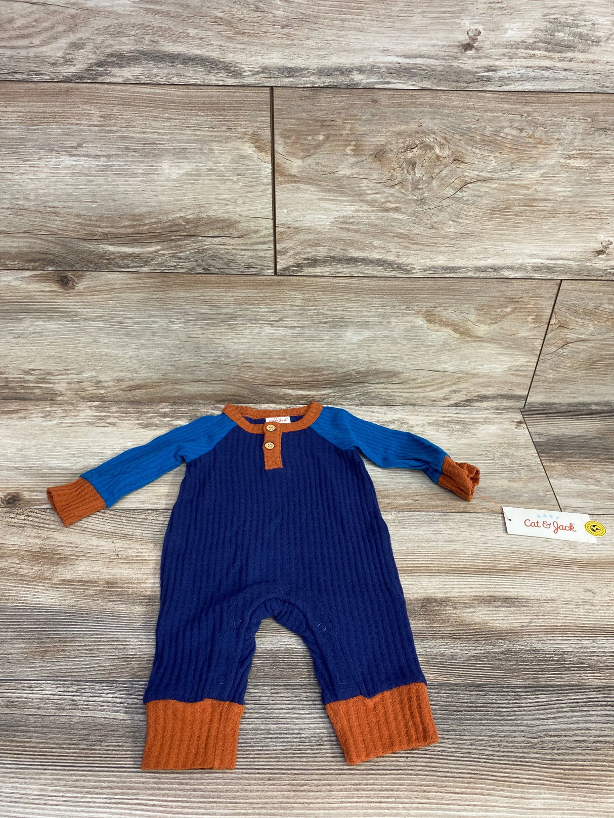 NEW Cat & Jack Waffle Knit Raglan Coverall Blue sz Newborn