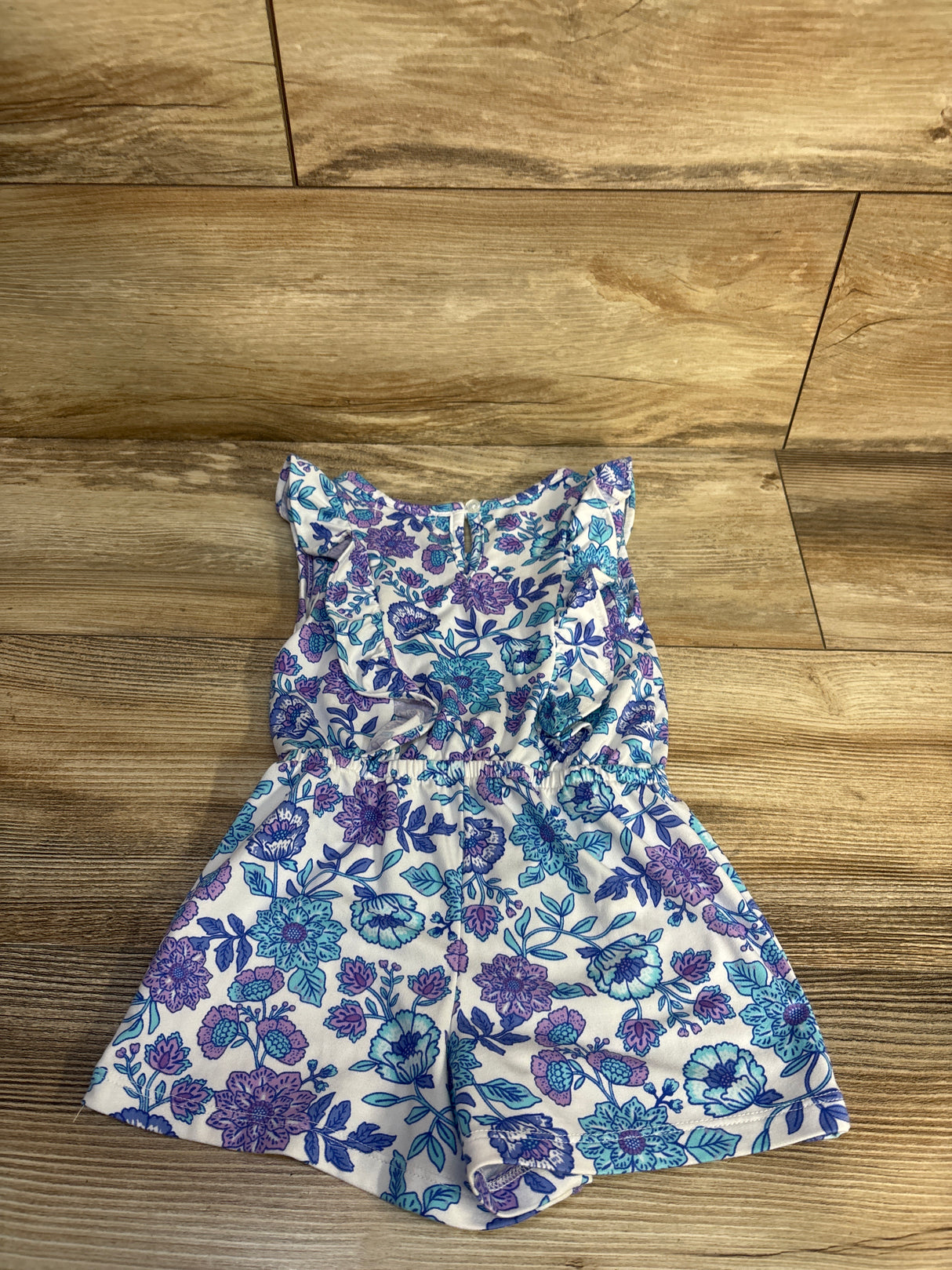 Btween Shortie Floral Ruffle Romper Purple sz 2T