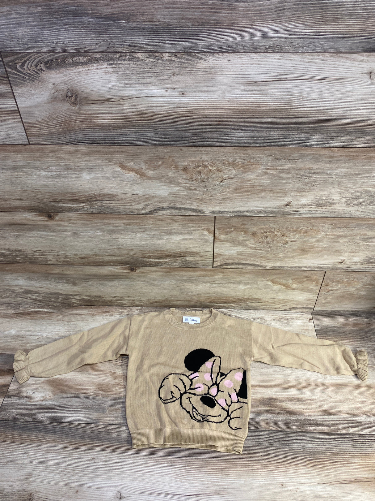 NEW Baby Gap Disney Minnie Mouse Ruffle Travertine Brown Sweater sz 5T
