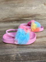 Children's Place Embroidered Icon Faux Fur Slides Pink sz 6c