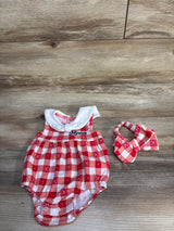 Disney Baby 2pc Gingham Bubble Romper & Headband Set Red sz Newborn