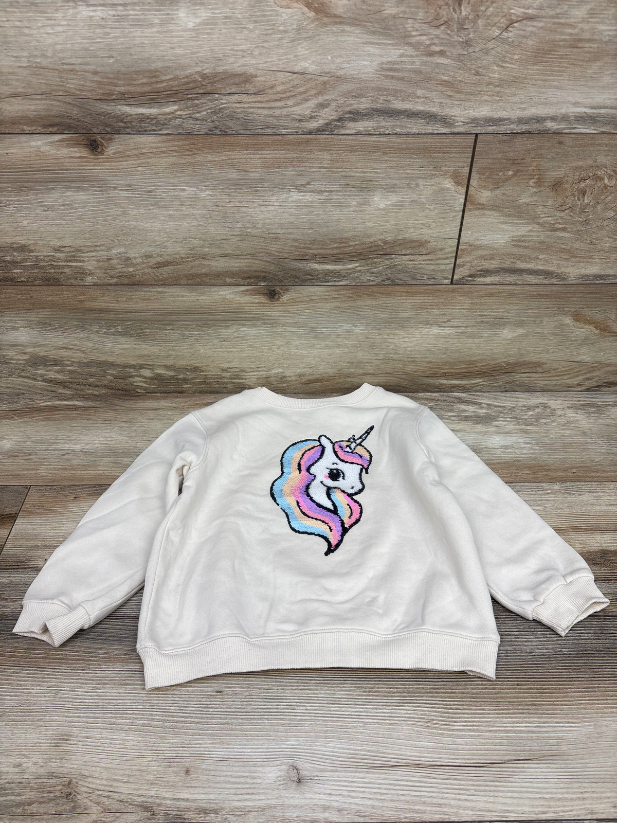 H&M Unicorn Flip Sequin Pullover Sweatshirt Ivory sz 5/6T