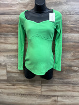 NEW Isabel Maternity Ribbed Corsetry Long Sleeve Shirt Green sz Small