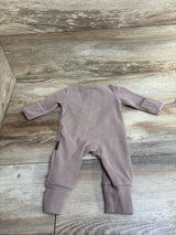 Little Bipsy Ribbed 2-Way Zip Romper Taupe sz Newborn