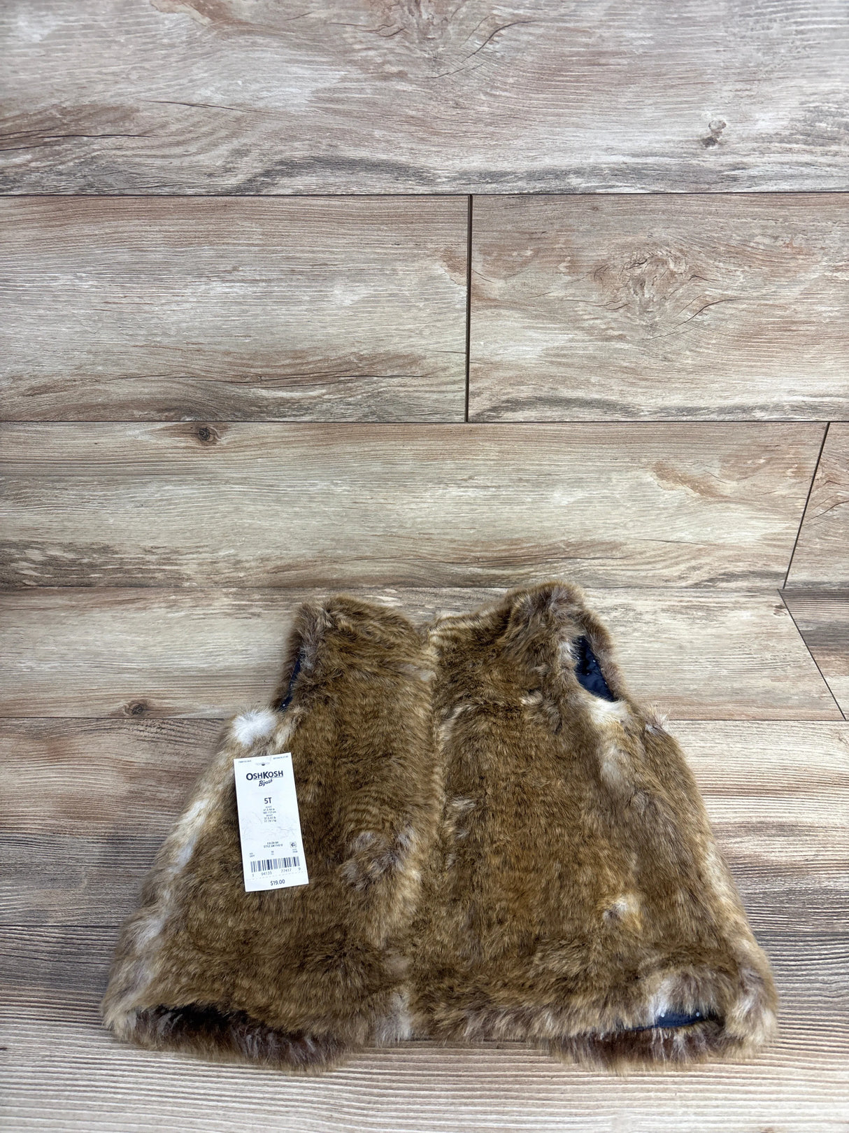 NEW OshKosh Faux Fur Vest Brown sz 5T
