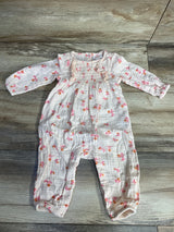 Cat & Jack Floral Smocked Coverall Pink sz 6-9m