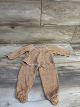Oliver & Rain 2pc Striped Shirt & Footed Pants Set Orange sz 9m