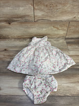 Ralph Lauren 2pc Textured Sleeveless Floral Dress & Bloomers Set Ivory sz 9m