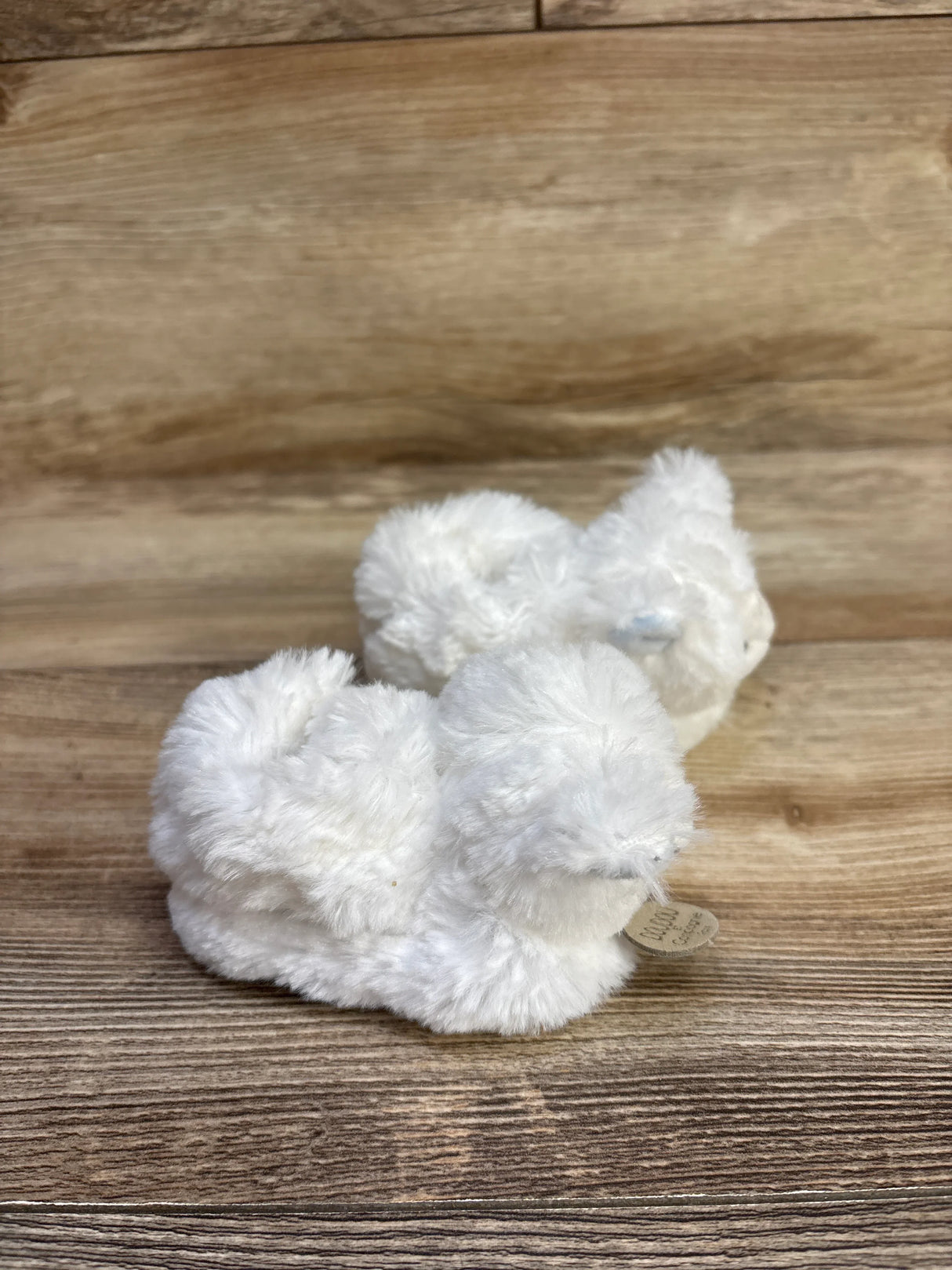 Doudou et Compagnie Plush Rattle Baby Slippers White Sz 0-6m
