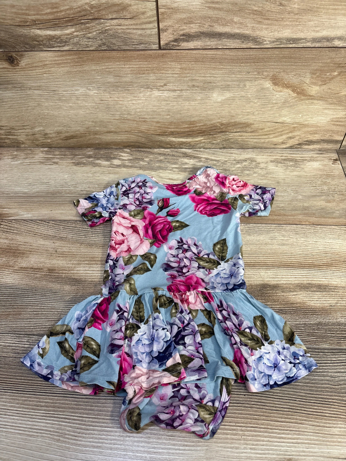 Posh P Floral Twirl Skirt Bodysuit Dress Blue sz 12-18m