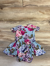 Posh P Floral Twirl Skirt Bodysuit Dress Blue sz 12-18m