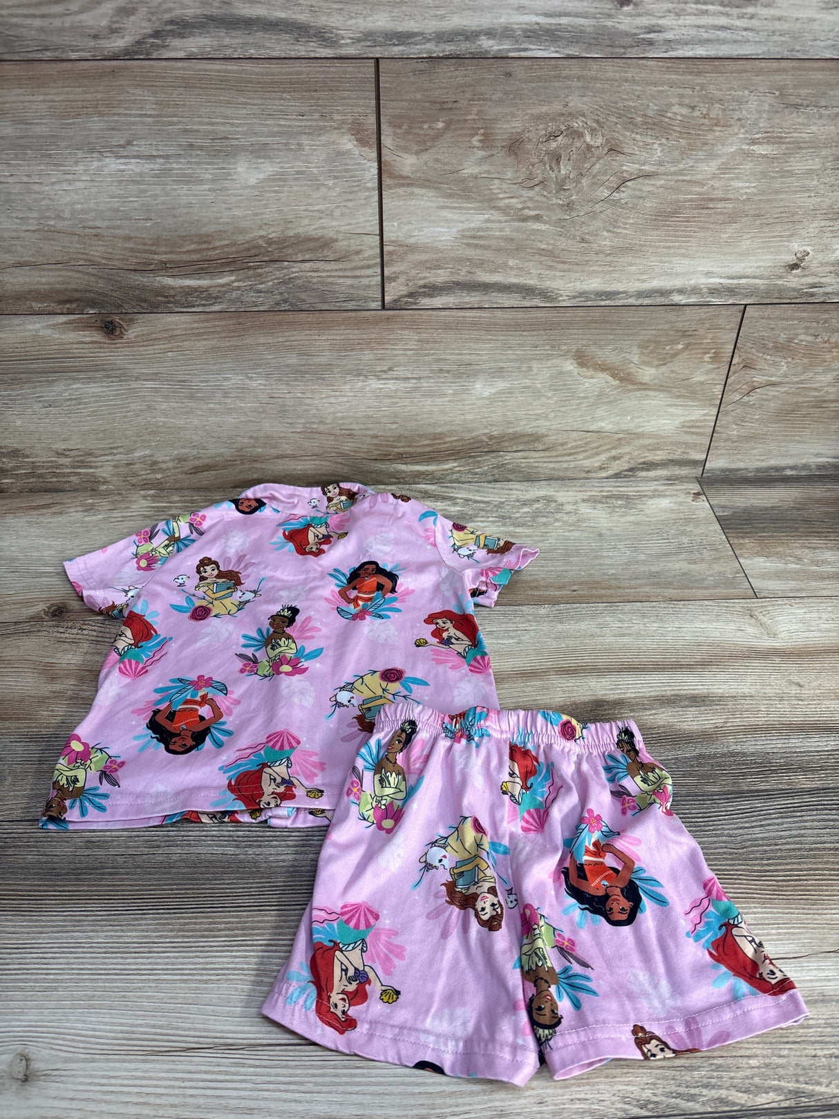 Disney Princess 2pc Button-Down Pajama Top & Shorts Set Pink sz 2T