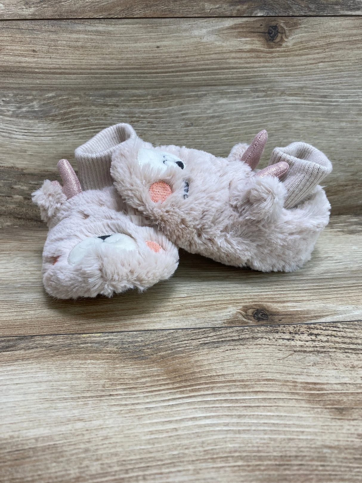 Cat & Jack Toddler Girls Doe Fawn Bootie Slippers Pink Sz 5c/6c