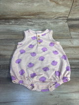 Cat & Jack Shell Print Henley Bubble Romper Pink sz 3-6m