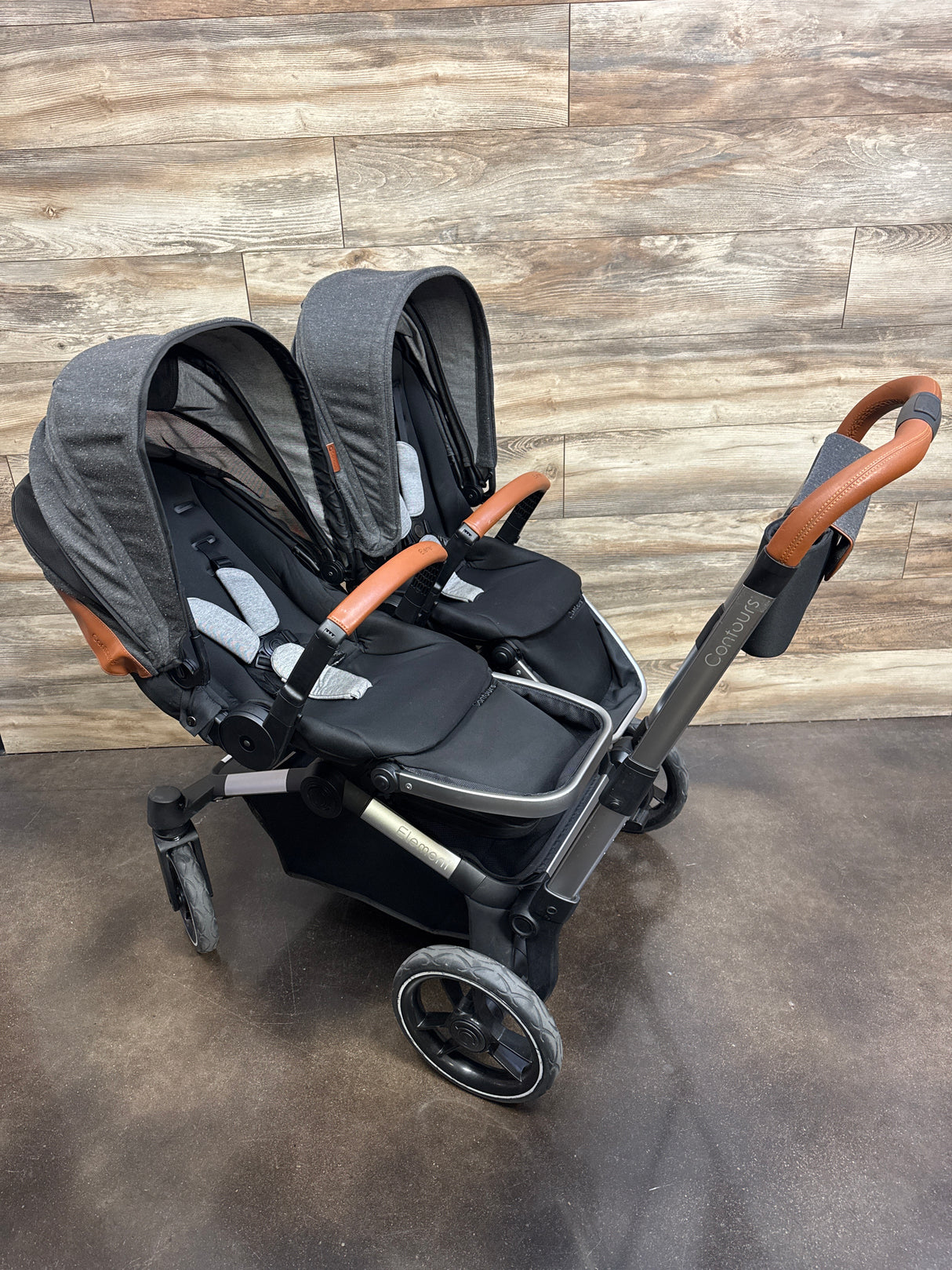 Contours Element Single to Double Stroller + Second Reversible Seat, Black