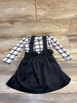Wonder Nation Plaid Shirt & Velvet Jumper Set White sz 4T