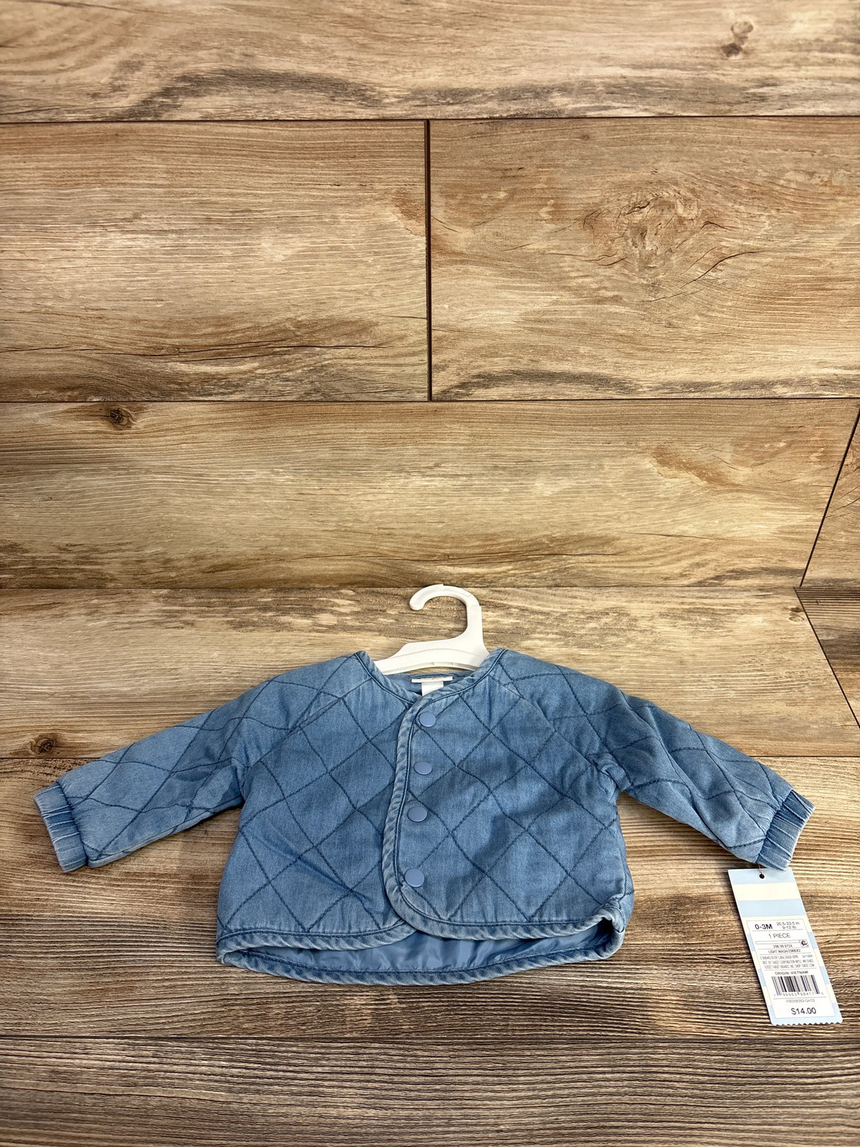 NEW Cat & Jack Chambray Quilted Jacket Blue sz 0-3m