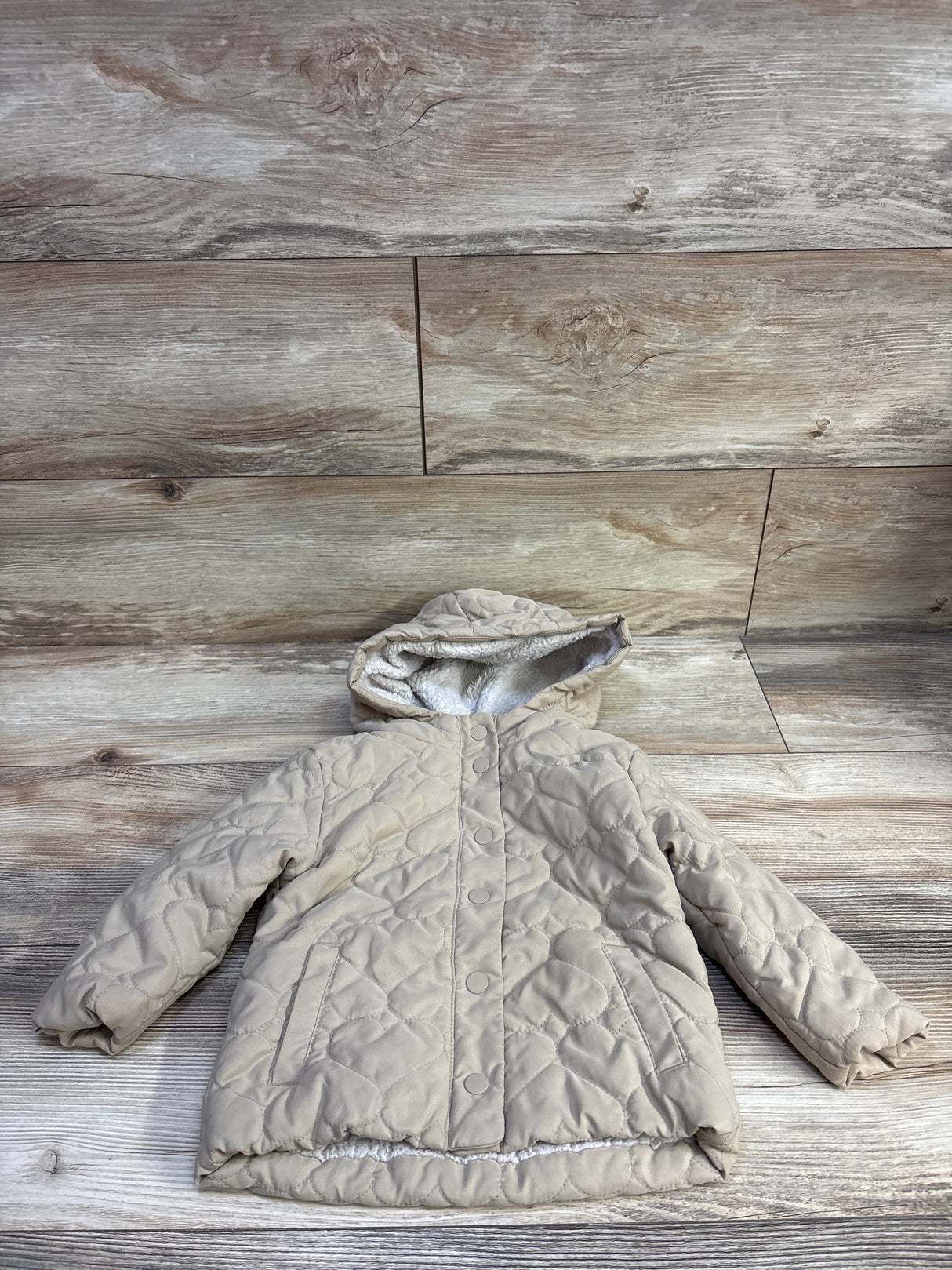 Old Navy Sherpa-Trim Quilted Jacket Beige sz 18-24m