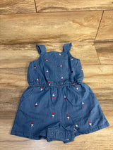 Cat & Jack Americana Ice Cream Embroidered Denim Romper Blue sz 3T