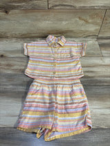Wonder Nation 2pc Striped Linen-Blend Button-Up Shirt & Shorts Set Yellow sz 2T