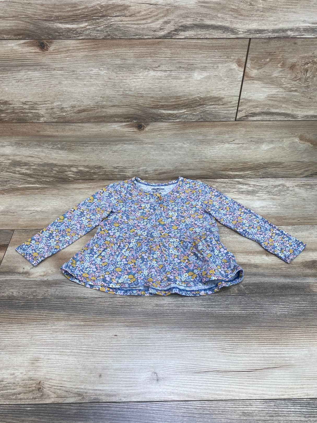 Oshkosh Floral Peplum Shirt Green sz 3T