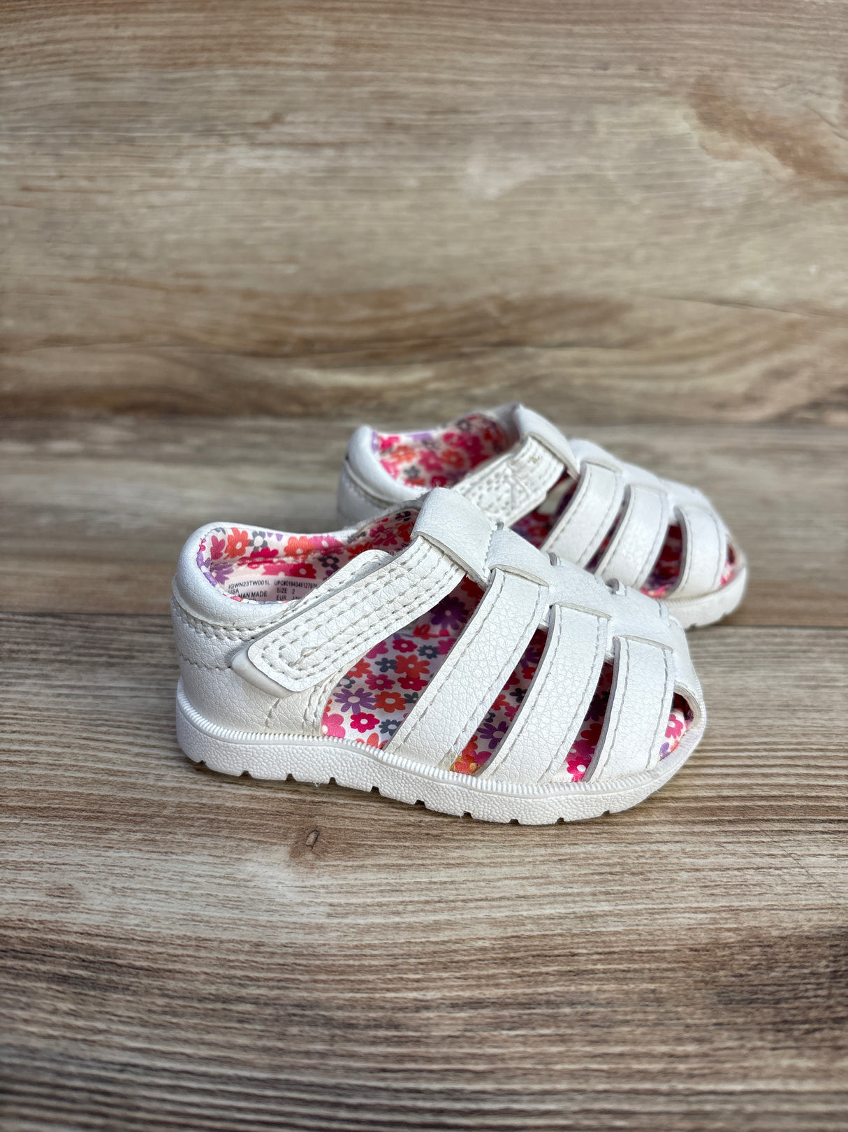 Wonder Nation Floral Fisherman Sandals White sz 2c