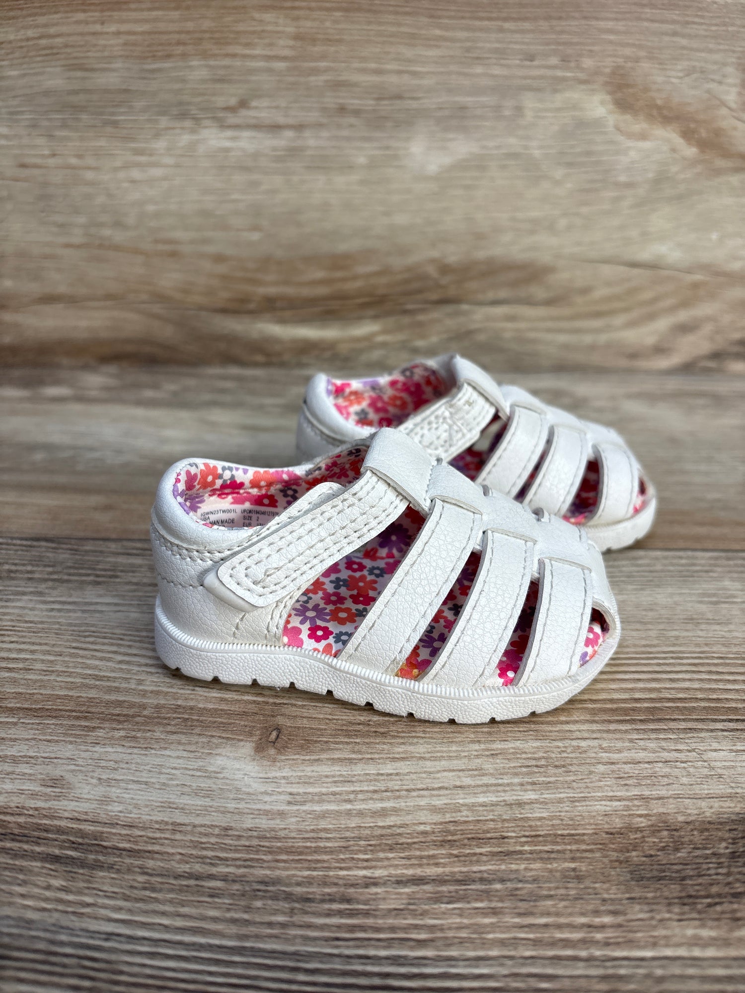 Wonder Nation Floral Fisherman Sandals White sz 2c