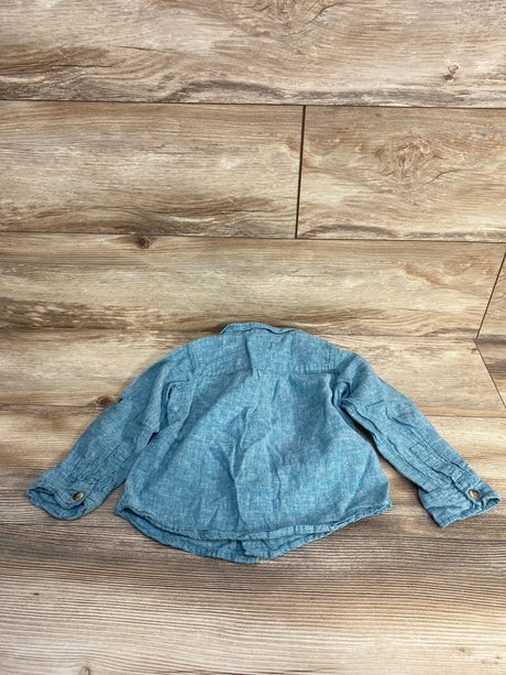Old Navy Linen Blend Button Up Shirt Blue sz 4T - Me n Mommy To Be