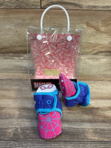 Pink and blue Spider-Girl baby booties with Marvel tote bag, kids' superhero footwear