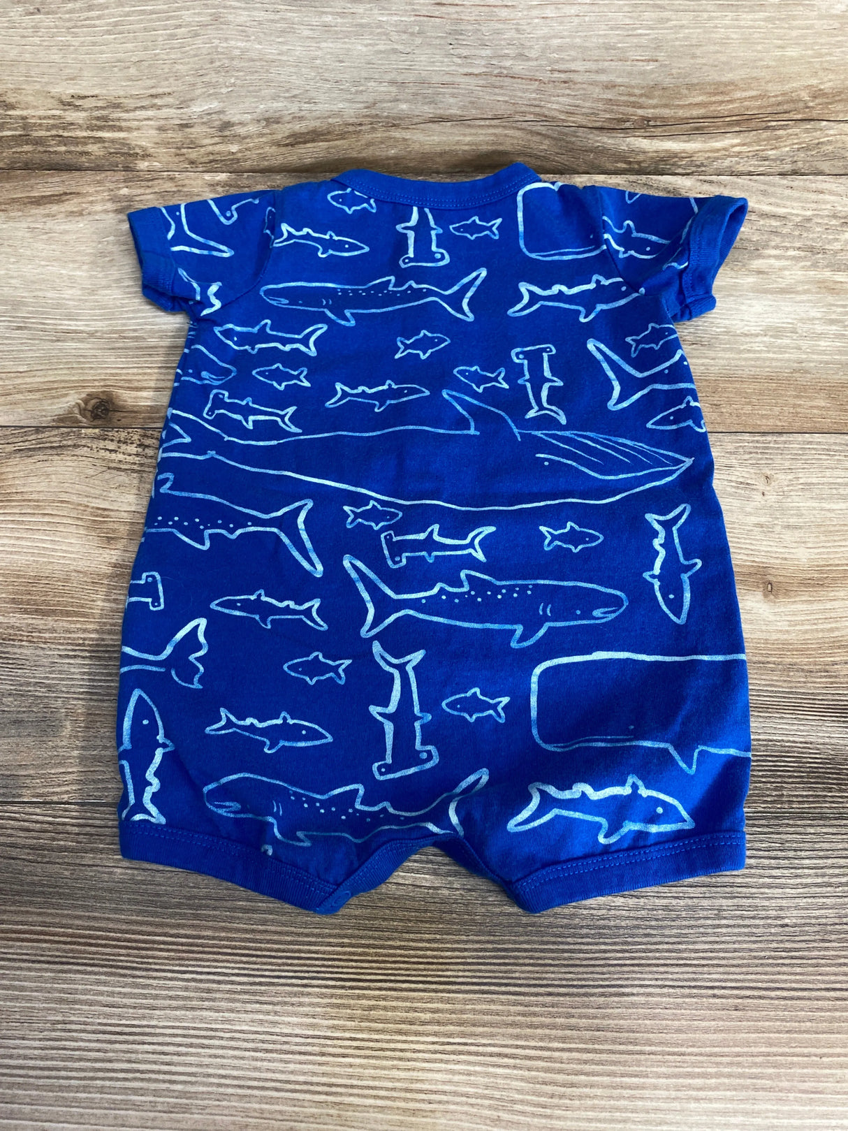 Carter's Shark Shortie Romper Blue sz 9m