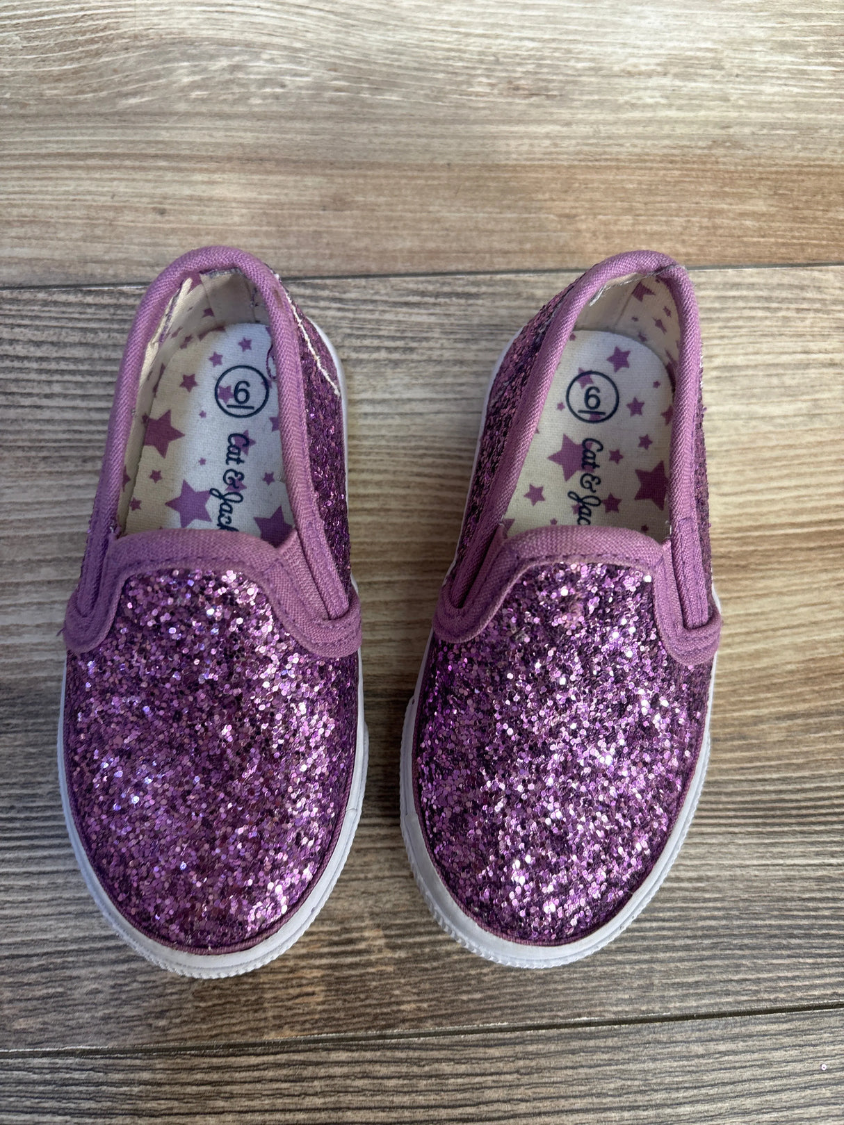 Cat & Jack Madigan Slip-On Glitter Sneakers Purple sz 6c