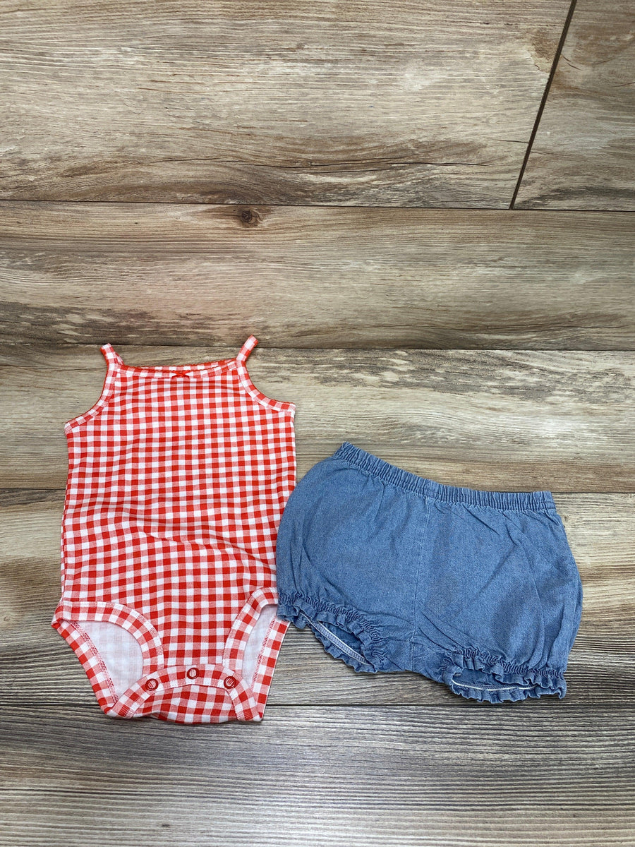 Carter's Red 2pc Gingham Bodysuit & Shorts sz 9m - Me 'n Mommy To Be