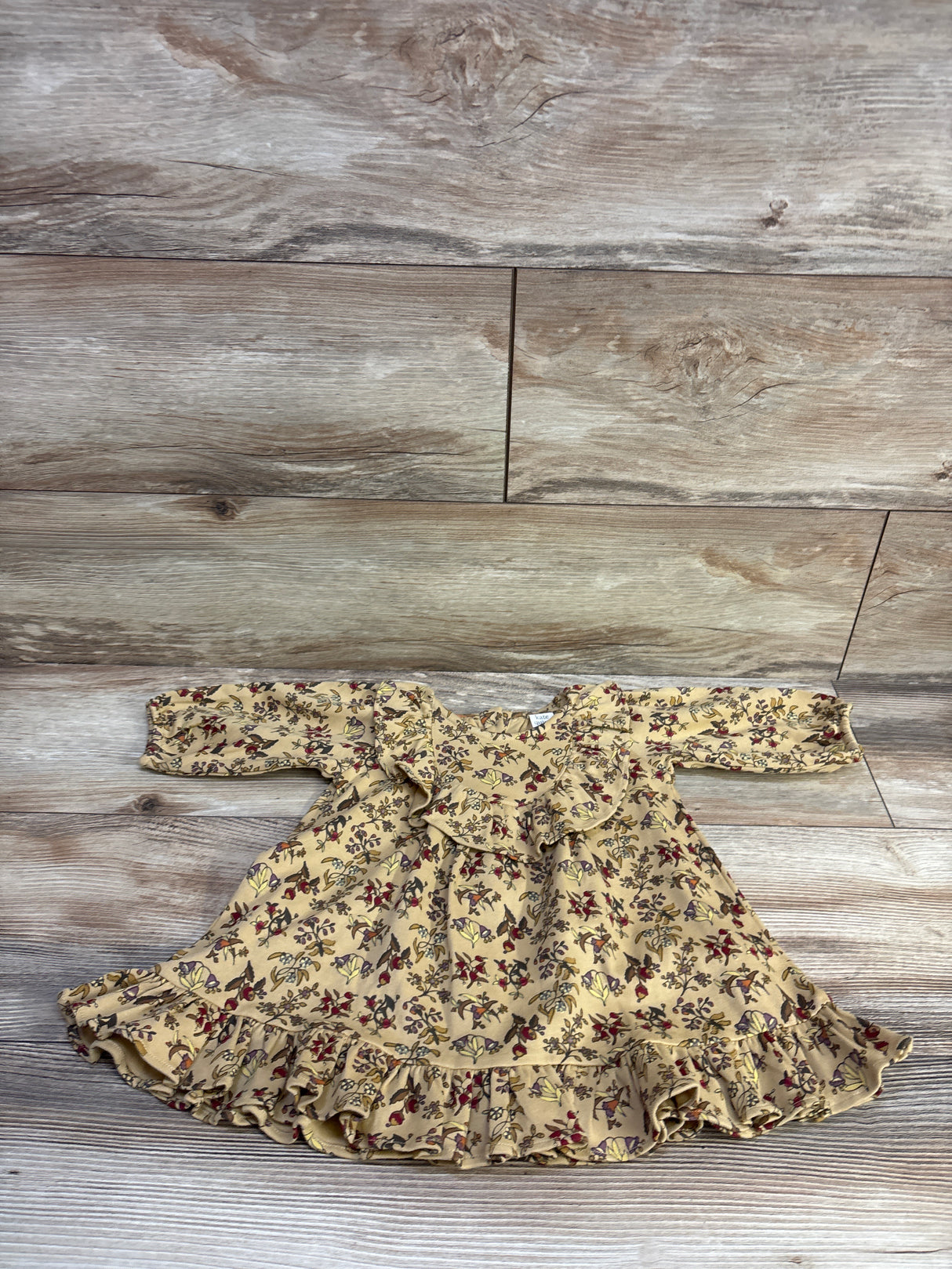 Kate Quinn Long Sleeve Ruffle Dress Yellow sz 6-12m