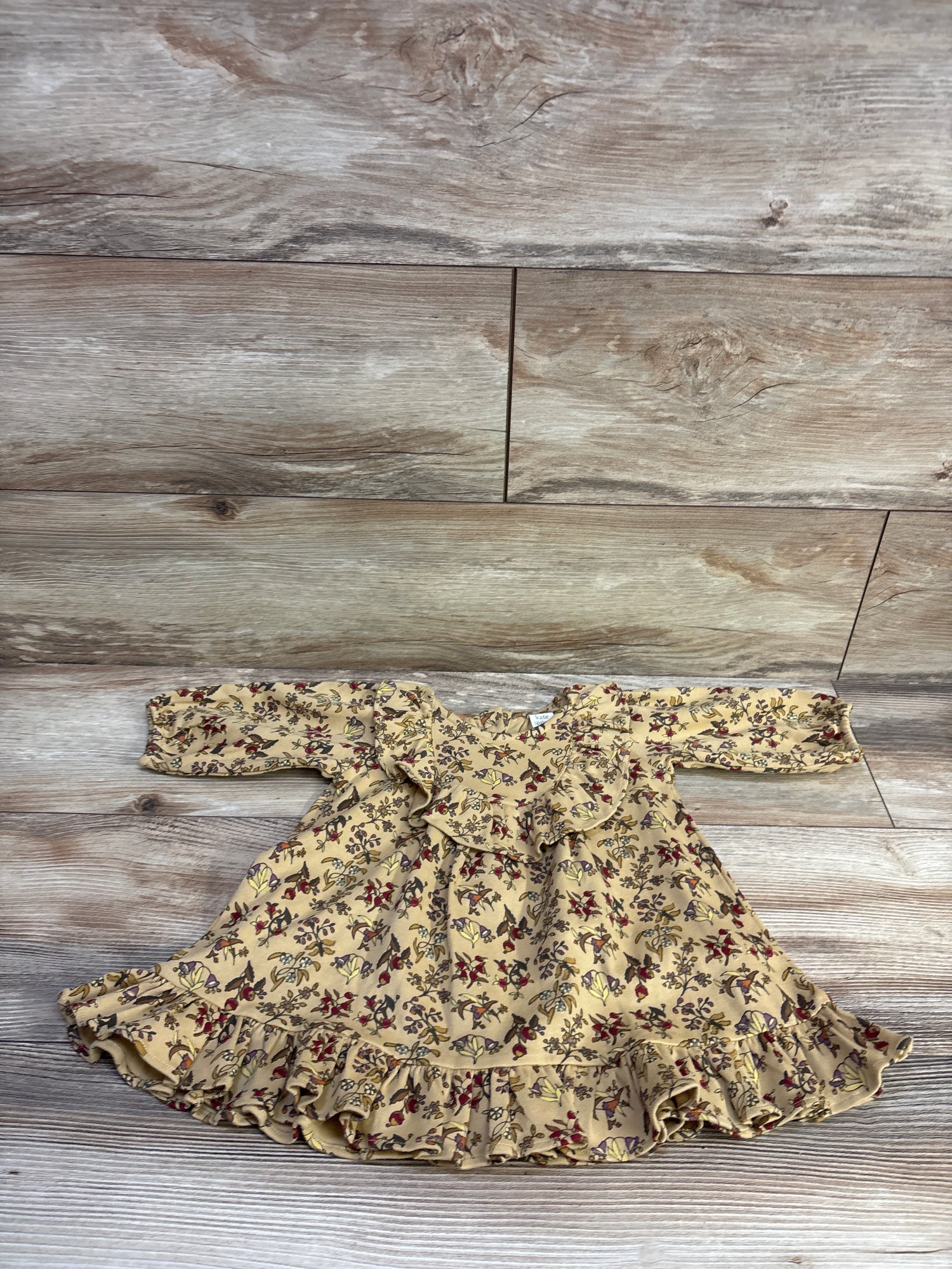 Kate Quinn Long Sleeve Ruffle Dress Yellow sz 6-12m