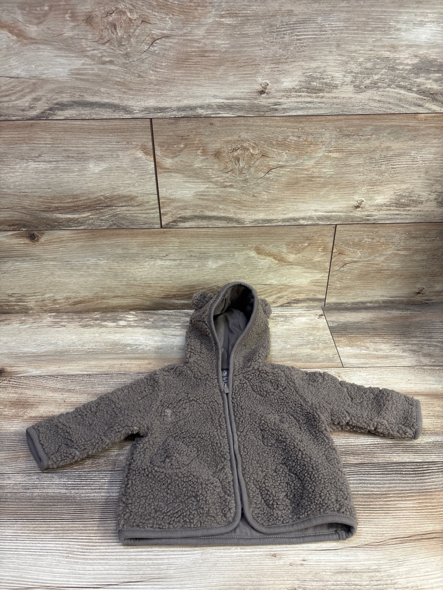 Baby Gap Hooded Sherpa Jacket Brown sz 3-6m