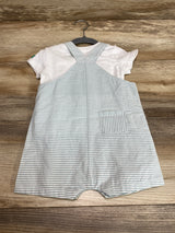 NEW Absorba 2pc Shirt & Striped Shortall Blue/White sz 3-6m