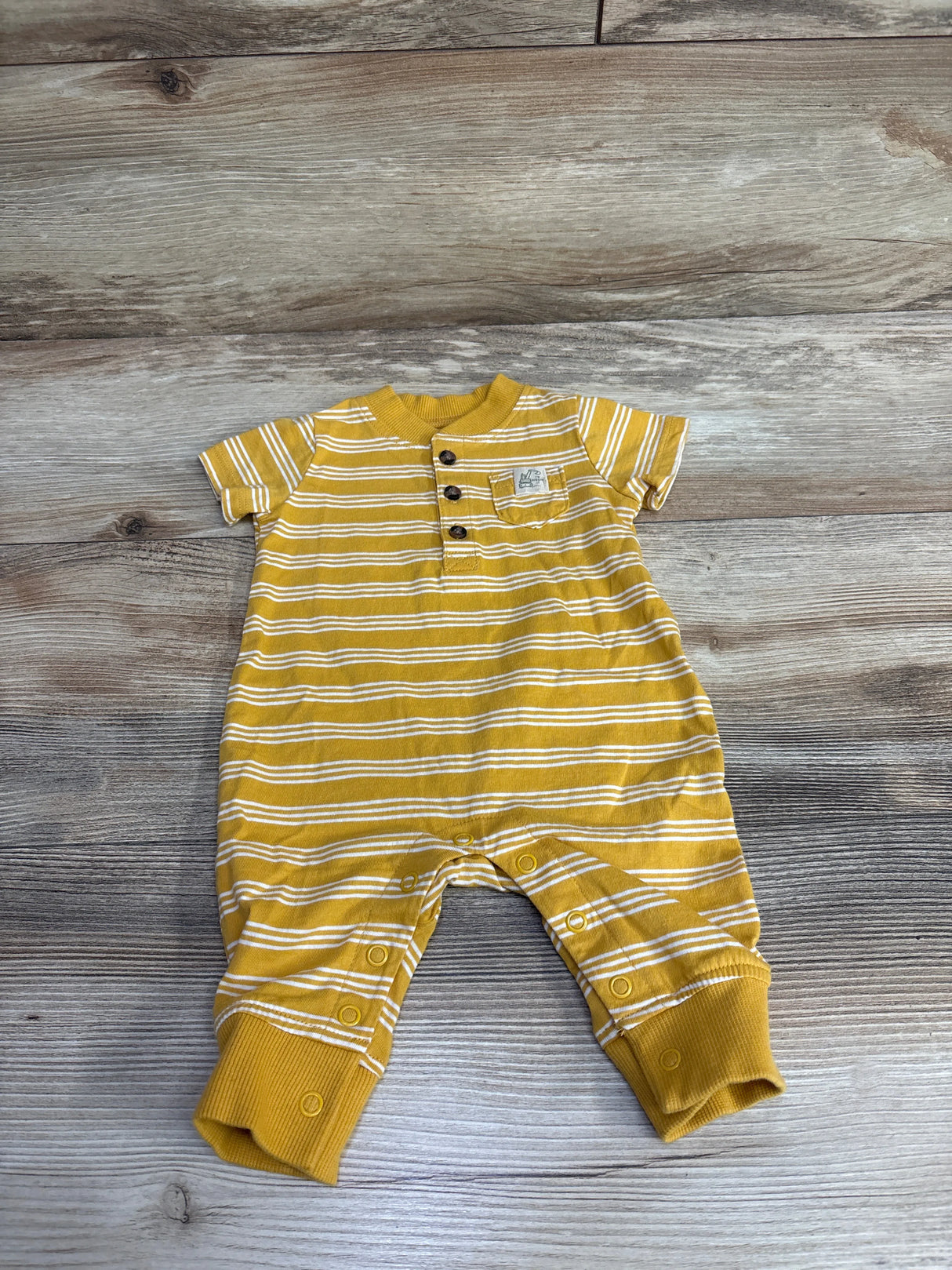 Carter's Striped I'm Digging It Henley Coverall Yellow sz 3m