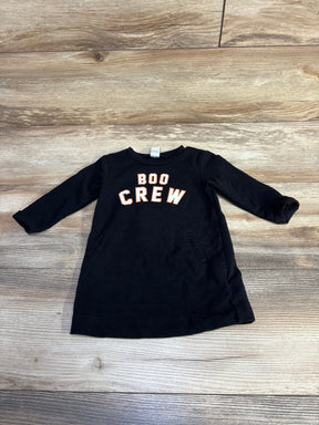 Black toddler dress with 'BOO CREW' text, Halloween-themed kids clothing