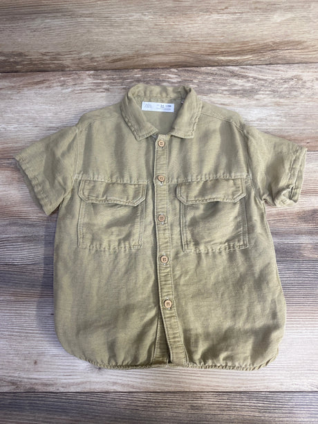 Zara Linen Pocket Shirt Green sz 3-4T - Me n Mommy To Be
