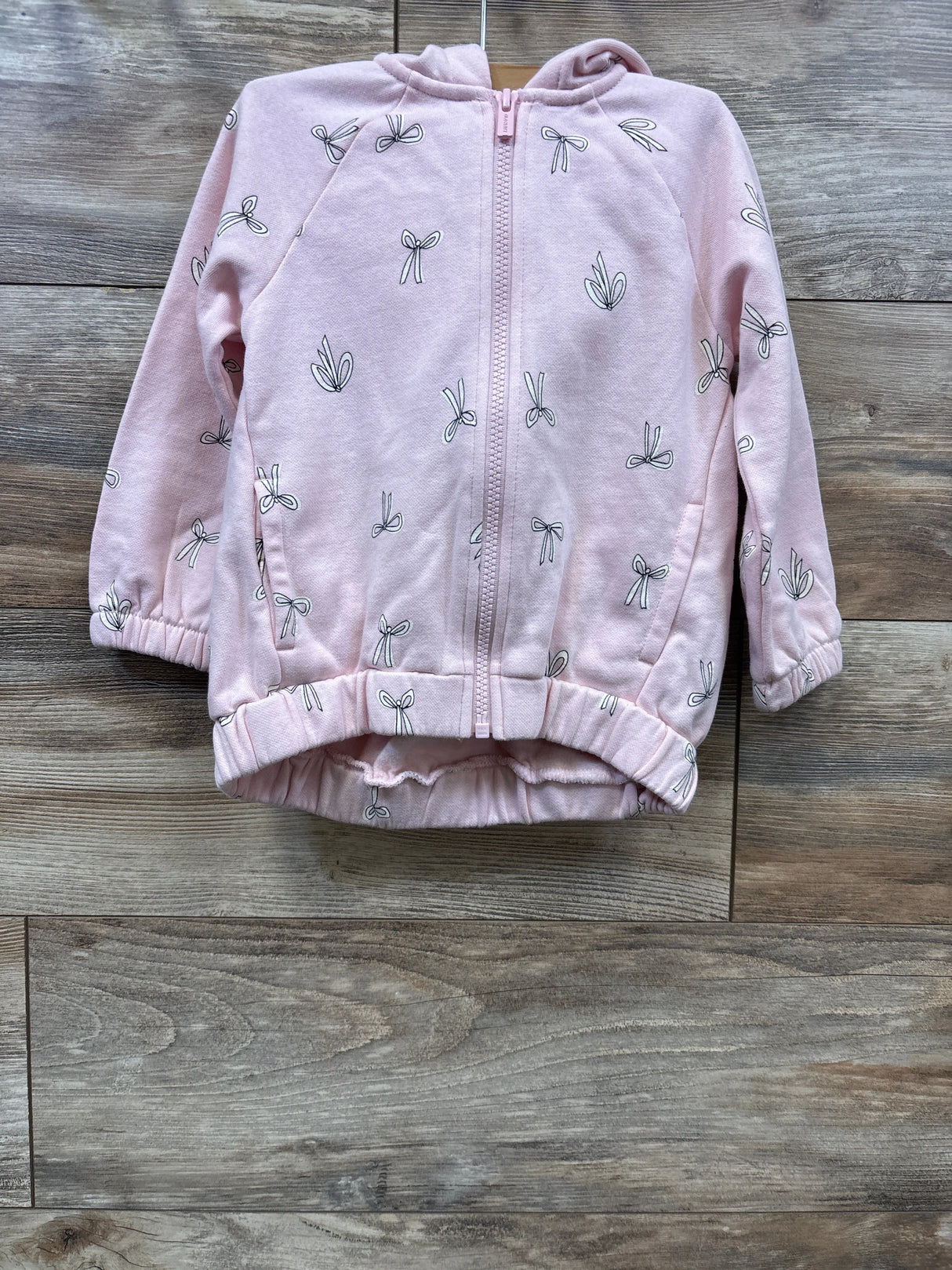 Old Navy Bow Print Full Zip Jacket Pink sz 3T