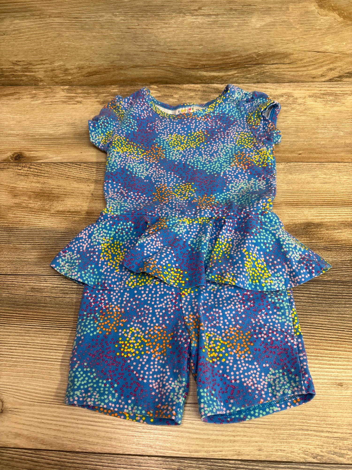 Dot Dot Smile Terrazzo Romper Blue sz 3/4T