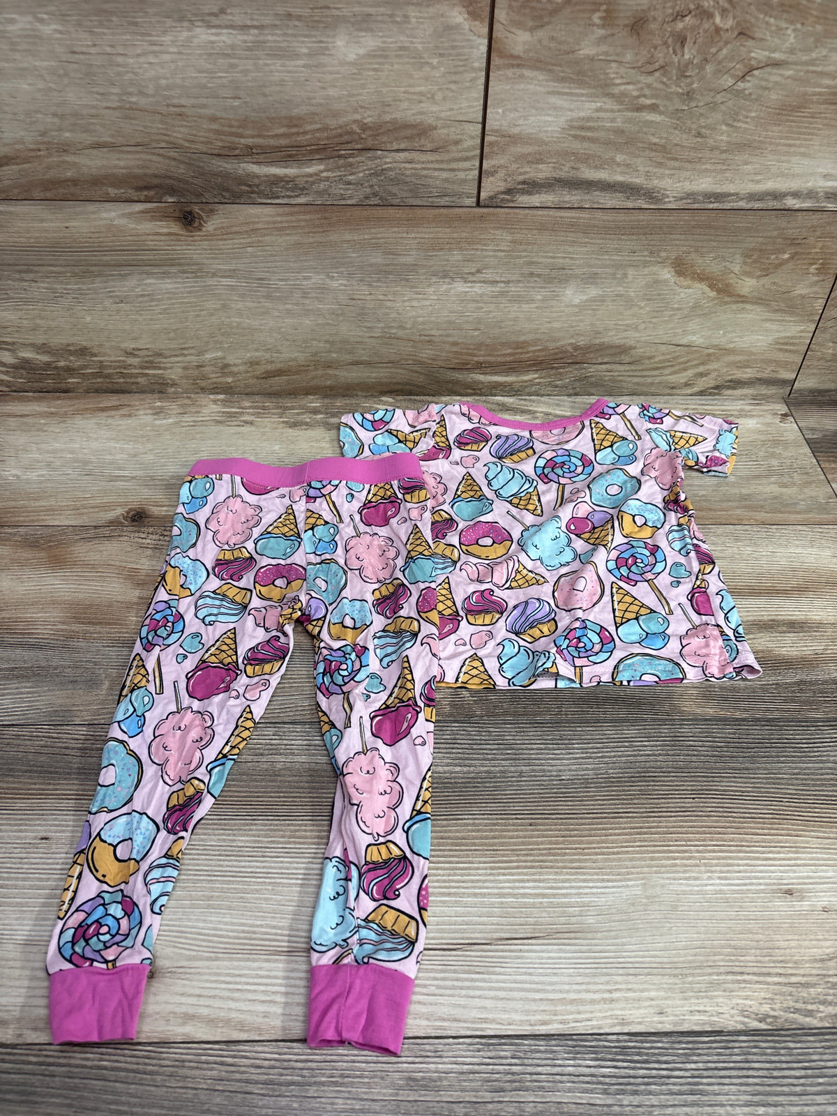 Little Sleepies Sweet Treats 2pc Bamboo Pajama Set Pink sz 12-18m